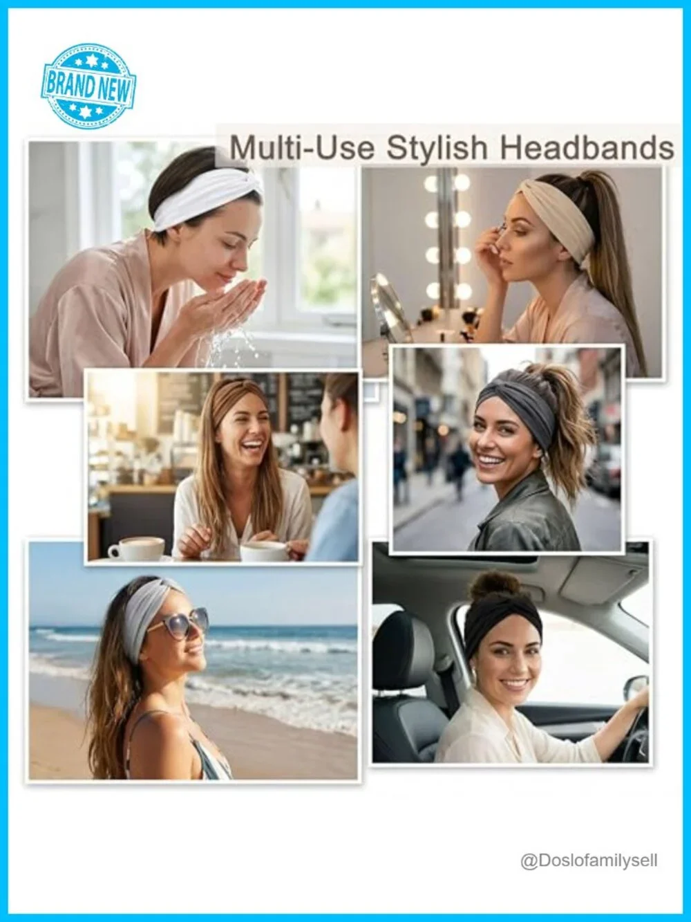 Extra Large Twisted Knot Wide Headband Wrap Scarf Turban 6 Pack